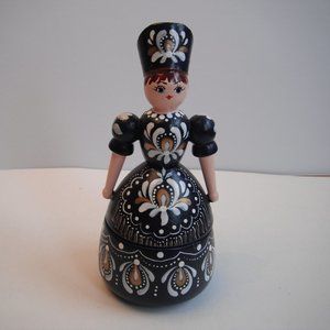 Wood Folk Art Women Handpainted Jewelry Trinket Box Blue